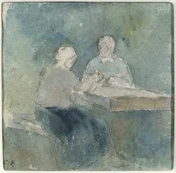 Zwei Bauern am Tisch, ca. 1874
